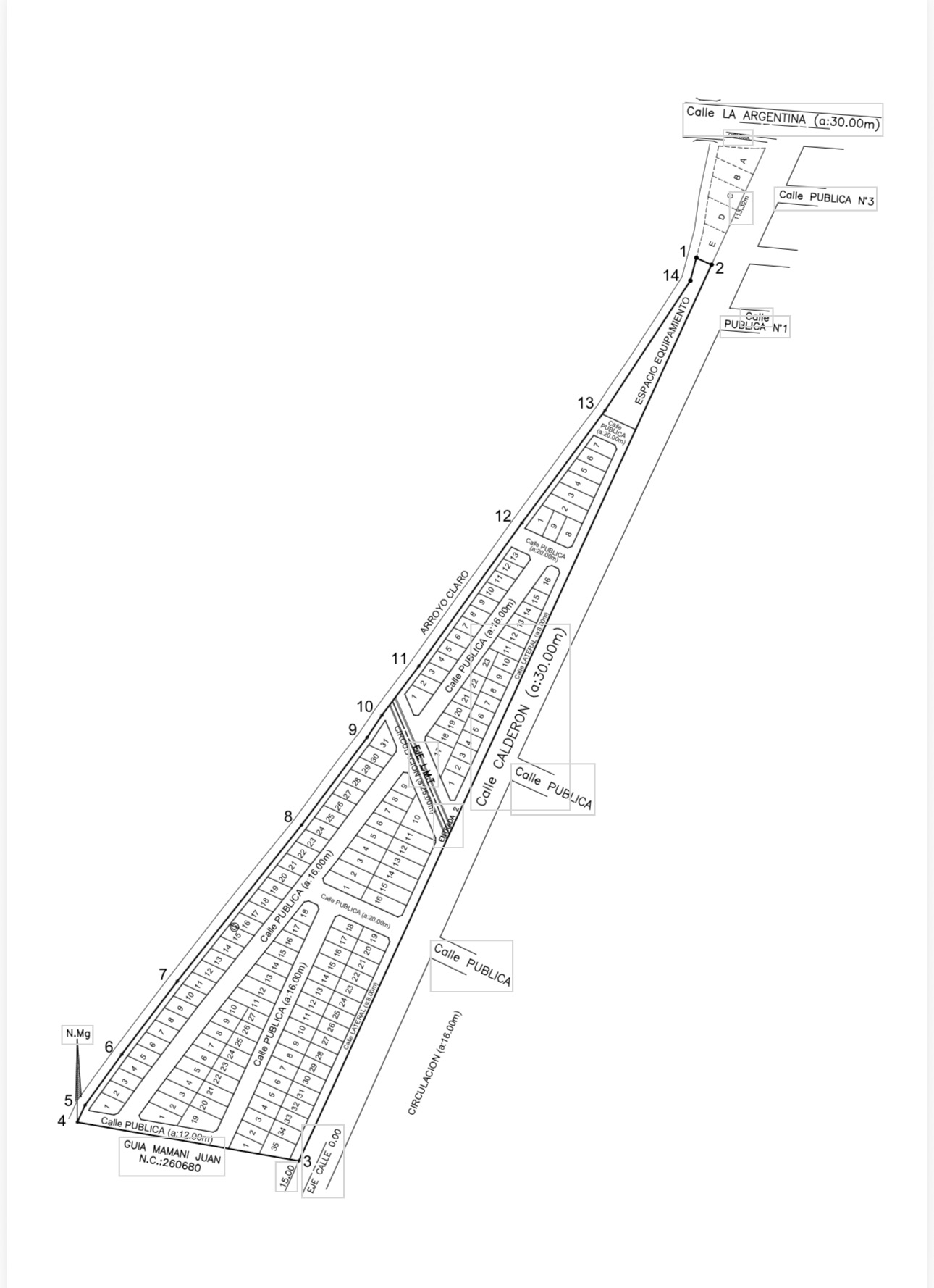 Plano del Loteo Eibar — Tunuyán, Mendoza